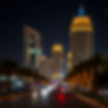 Illuminated Nightscape of الاتحاد بلازا Night view of الاتحاد بلازا illuminated